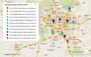 Carte interactive : les chantiers de l'été 2014 sur les routes d'IDF - Batiweb