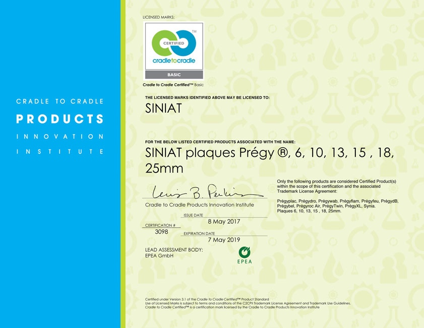 Siniat obtient la certification Cradle to Cradle - Batiweb