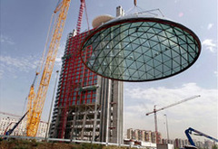  Coupole en verre Stopray Galaxy de Glaverbel pour l'hôtel Hesperia Tower de Barcelone - Batiweb