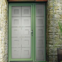 Porte d'entrée extérieure vitrée en aluminium modèle DAMIER de K-LINE - Batiweb